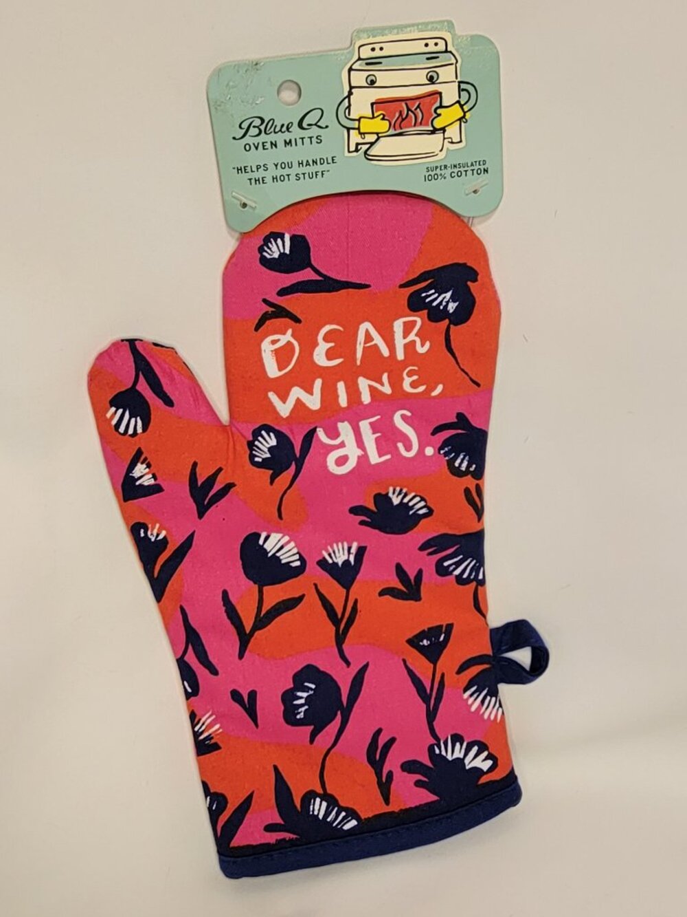 NWT Blue Q Retro Oven Mitt - Dear Wine,Yes - Cotton Tradwife Vintage Inspired